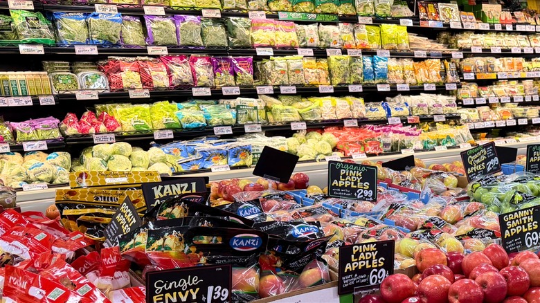Assorted food items on display at Trader Joe's.