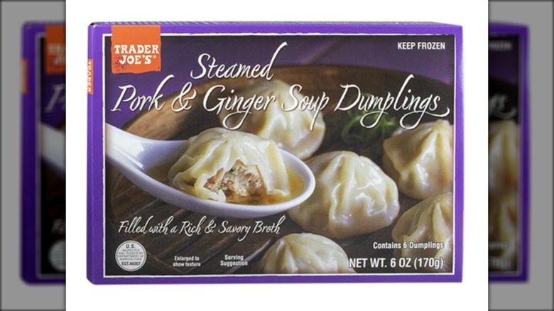 Box of frozen pork and ginger dumplings