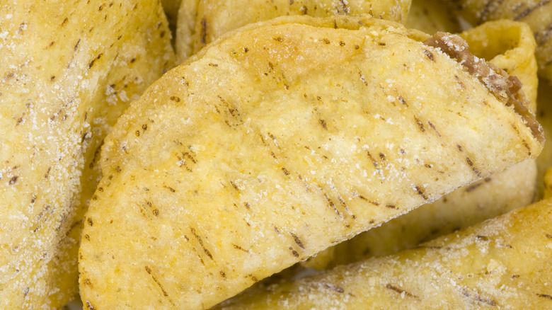 Closeup of mini chicken tacos