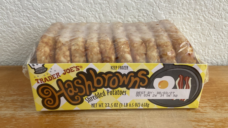 Trader Joe's Hashbrowns package on table