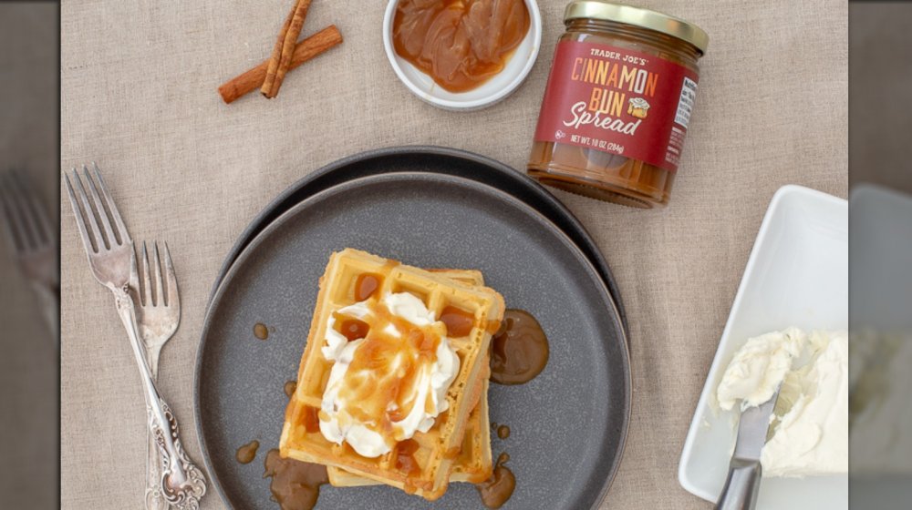 waffles with cinammon bun spread