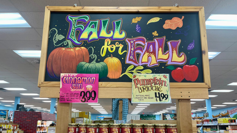 chalk signage at trader joe's grocery store