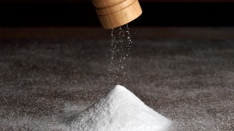 Ground salt on a dark table