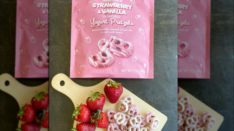 Trader Joe's strawberry vanilla yogurt coated pretzels