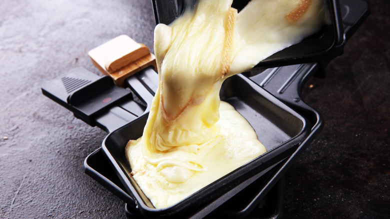 Melted raclette cheese