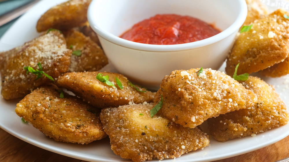 Fried ravioli with marinara sauce