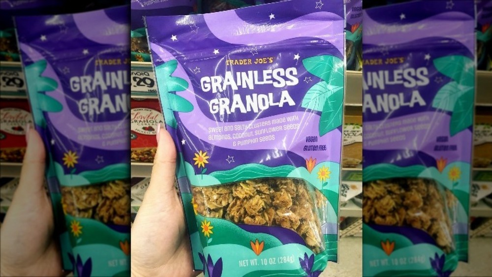 Hand holding Trader Joe's granola