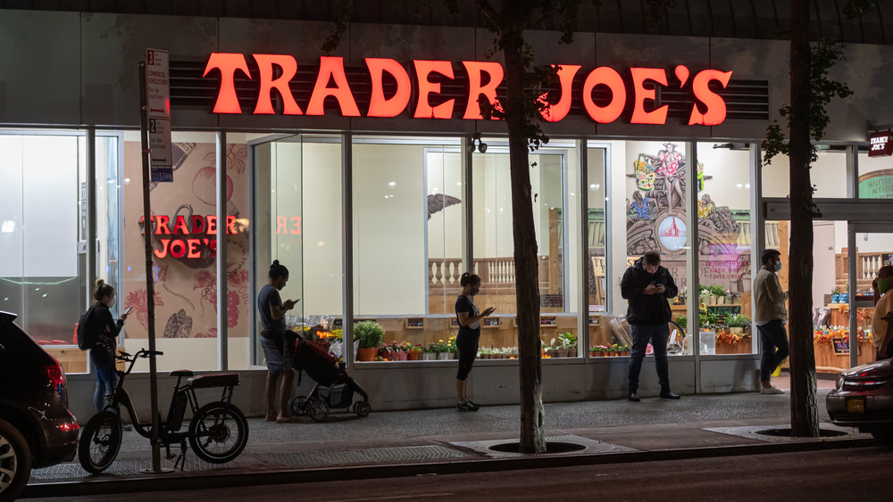 Trader Joe's store front at night
