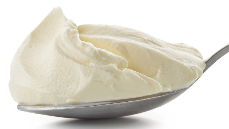 spoon of cream cheese