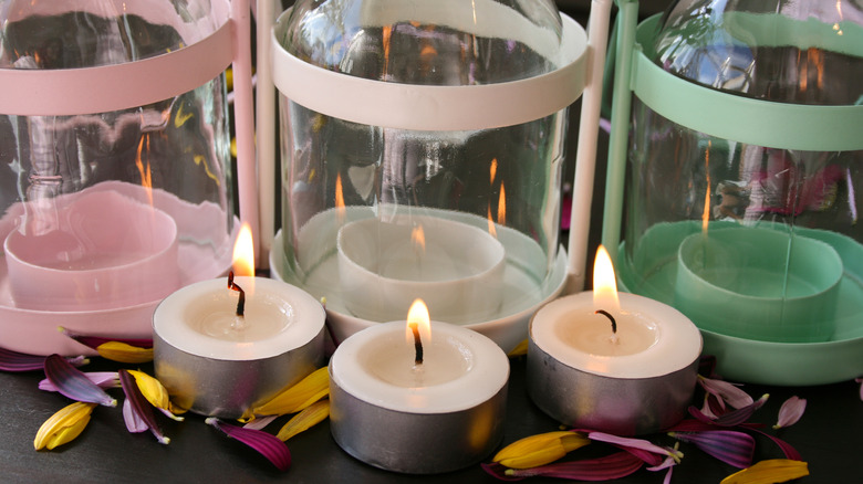 Three small tea light candles