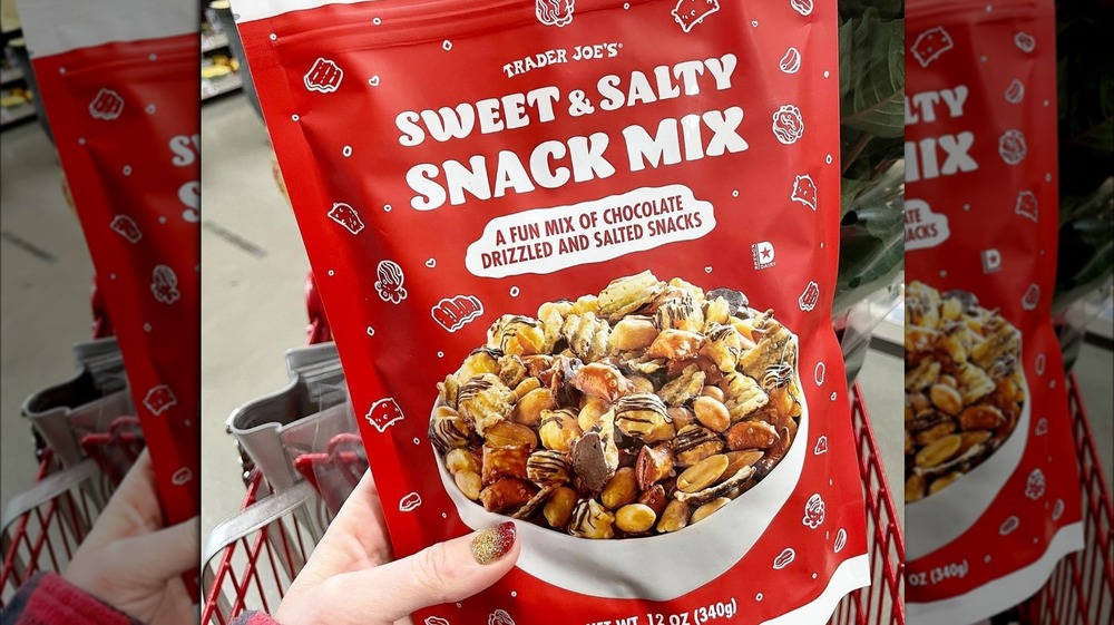 Bag of Sweet & Salty Snack Mix with picture of bowl of mix