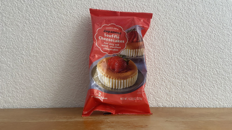 Japanese cheesecake bag on wooden table