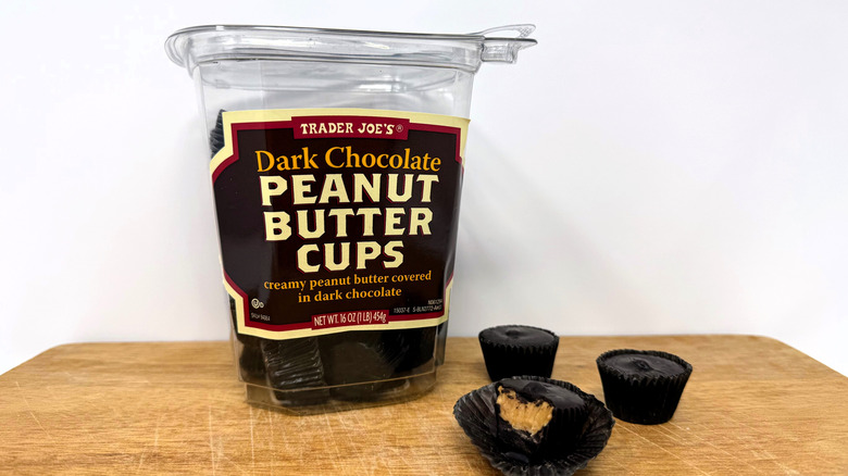 Trader Joe's tub of Dark Chocolate Peanut Butter Cups
