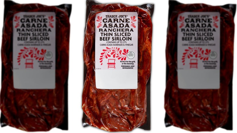 Package of carne asada beef sirloin.