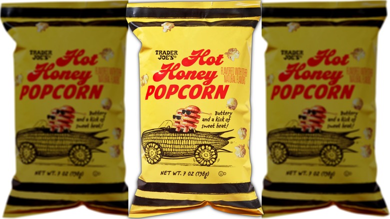 Bag of hot honey flavored popcorn.