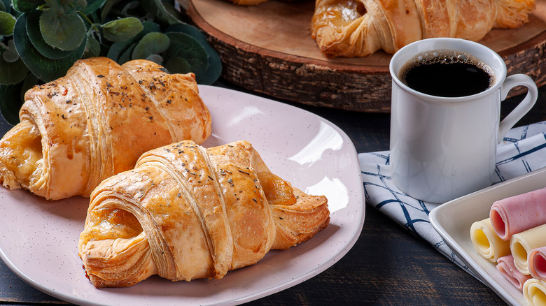 cheese filled croissants with coffee