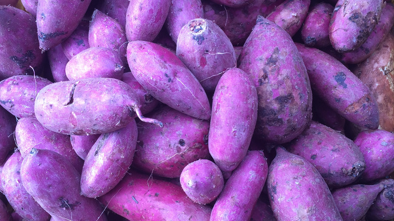 A pile of purple yams