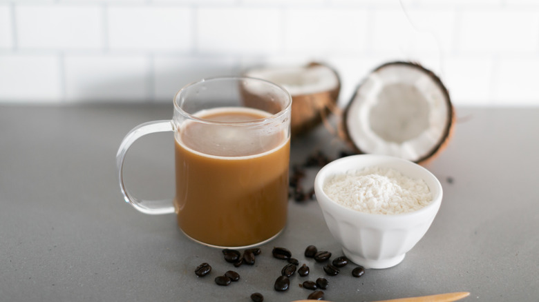 Coconut creamer in white kitchen