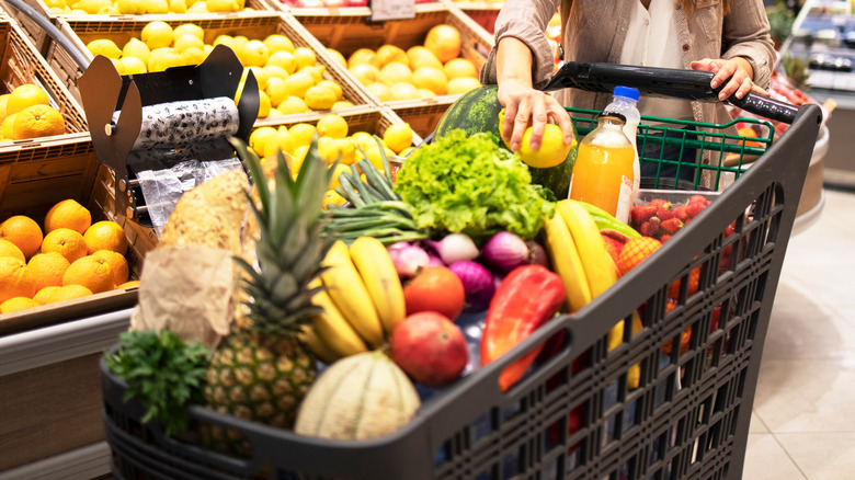 Cart full of multicolored produce