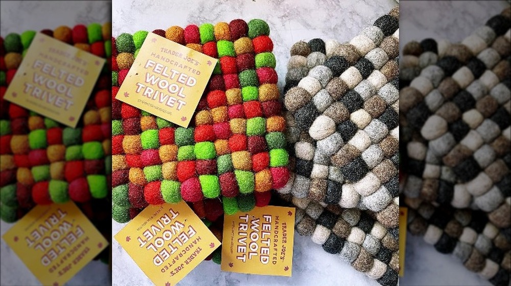 Colorful wool trivets from Trader Joe's