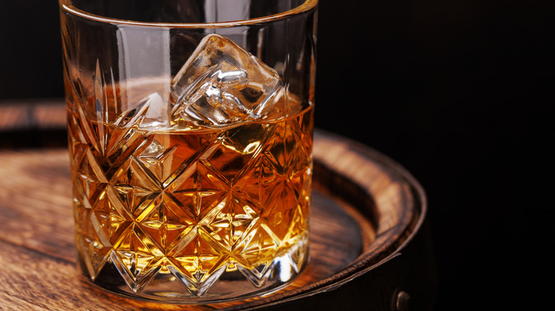 A glass of Scotch whisky with ice
