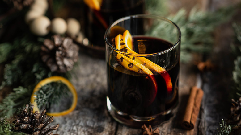 traditional gluhwein in glass 