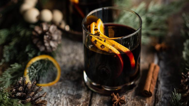 traditional gluhwein in glass