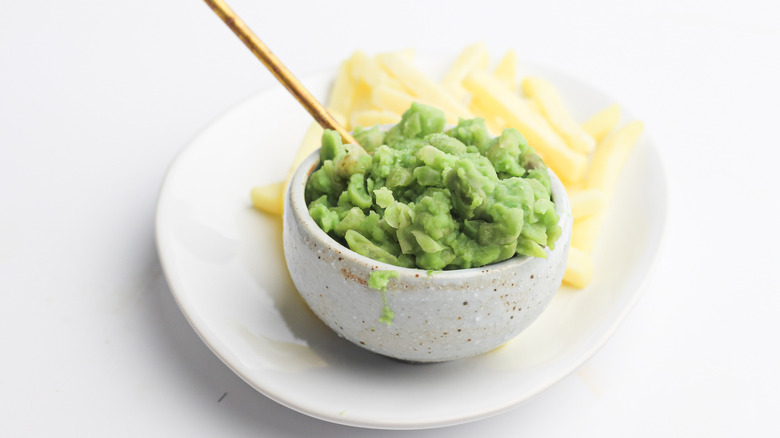 mushy peas in a bowl