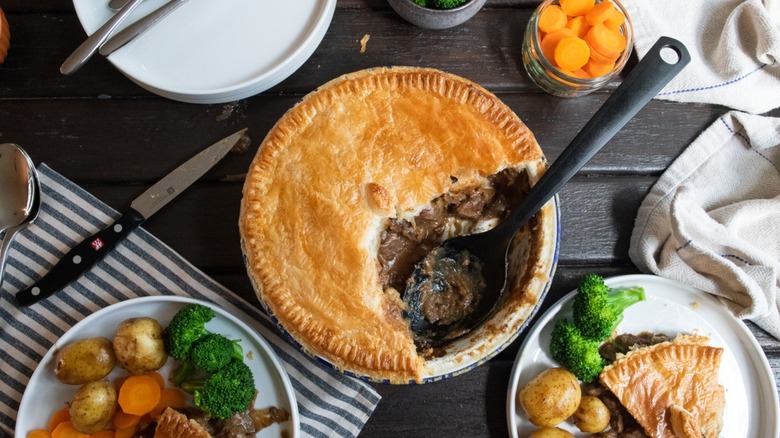 Forkful of steak and kidney pie