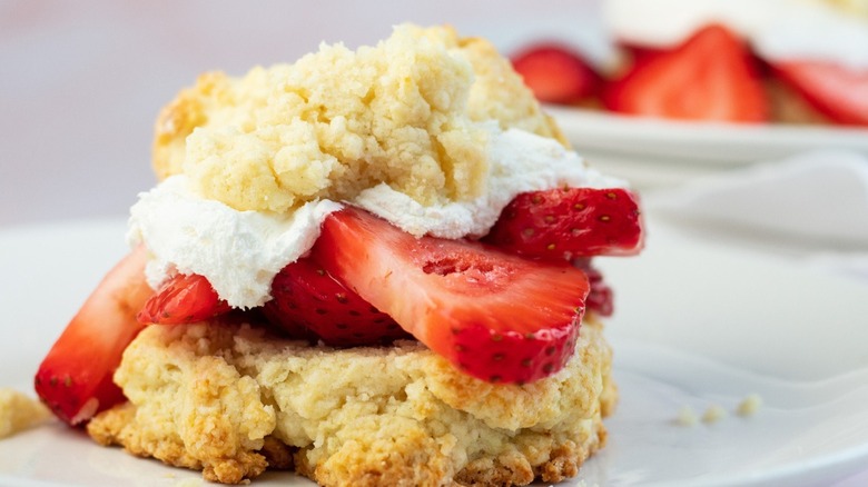 Strawberry shortcake on plate