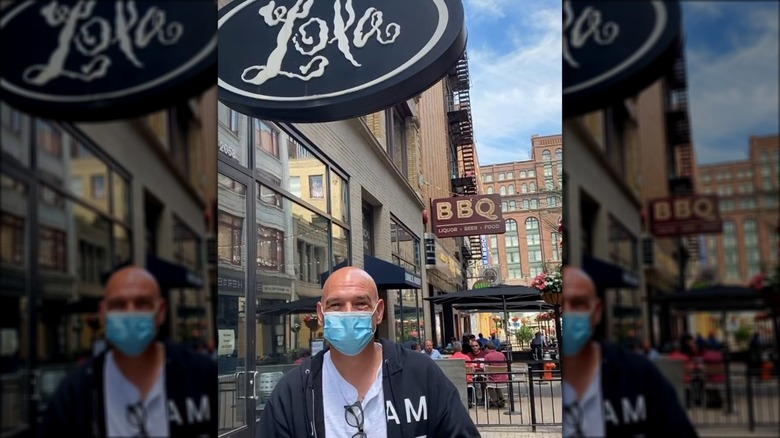 Michael Symon outside Lola restaurant