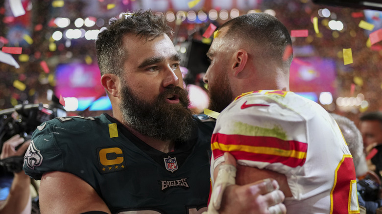 Jason and Travis Kelce football