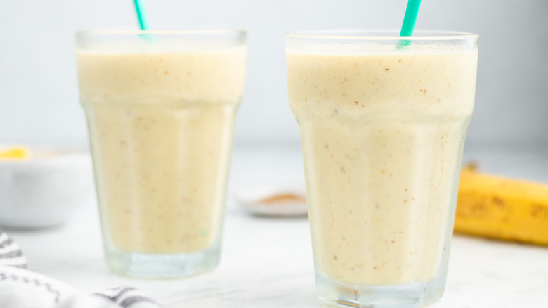 tropical smoothie in glasses 