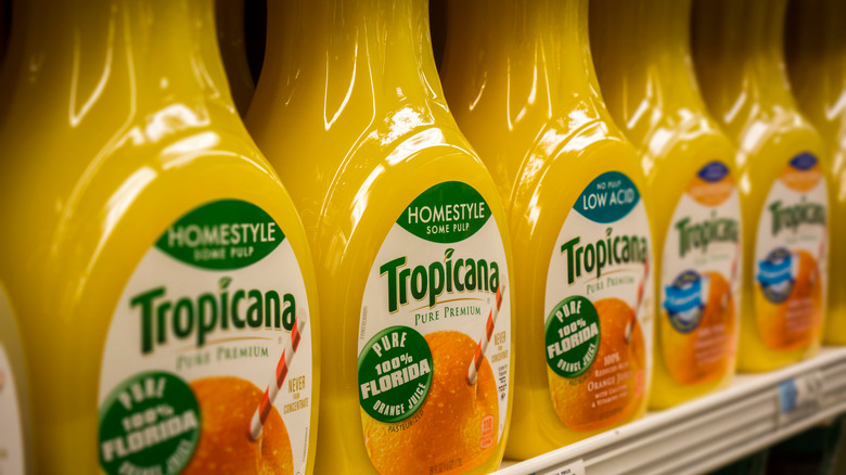 Tropicana orange juice on shelf