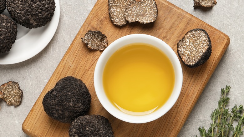 Black truffles and oil