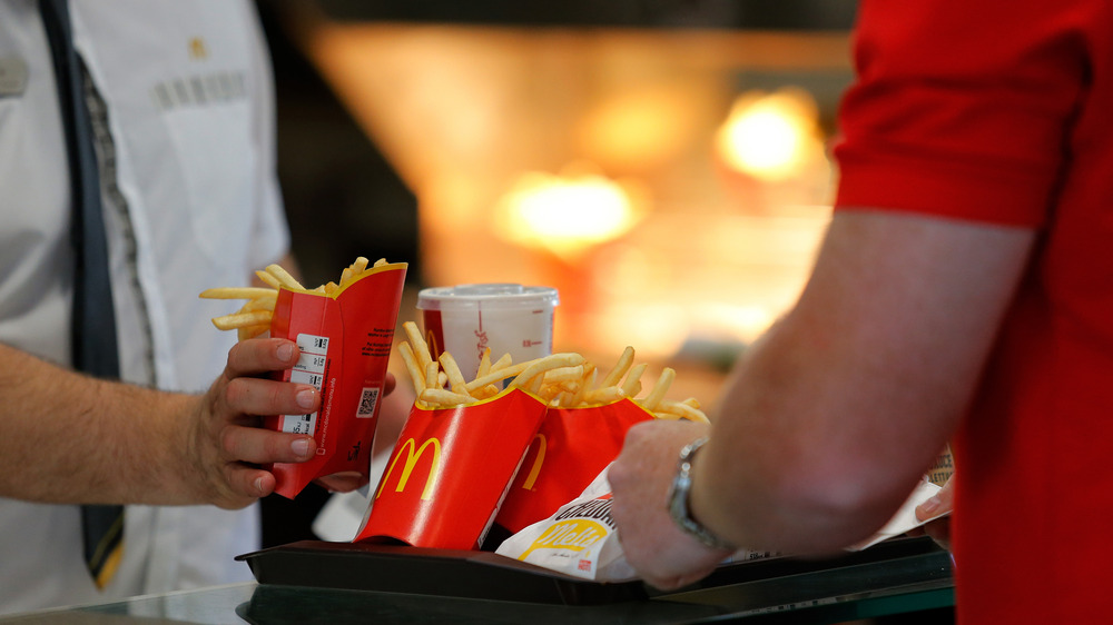 McDonald's to-go order of burgers and fries