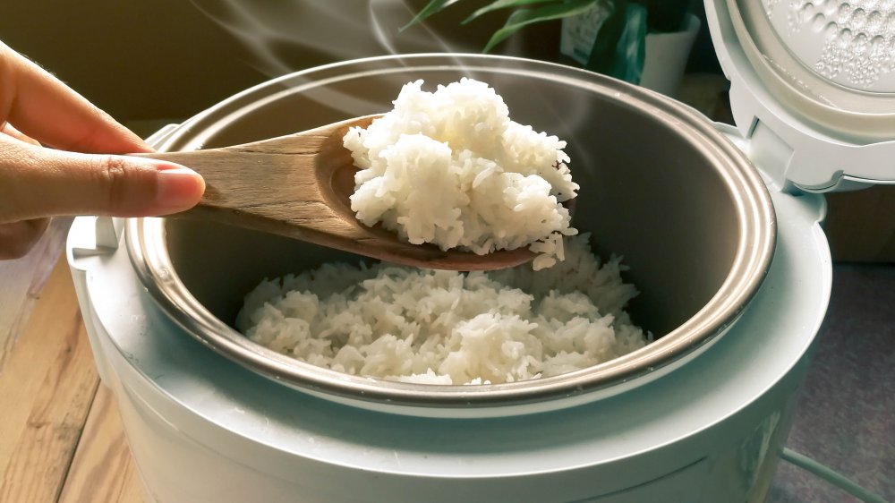 Rice in a rice cooker