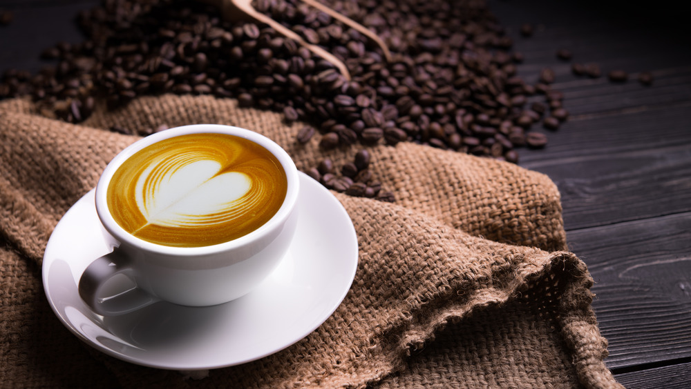 Coffee in a cup on a saucer