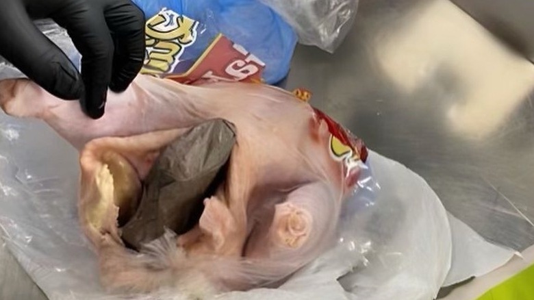 Chicken with gun hidden inside