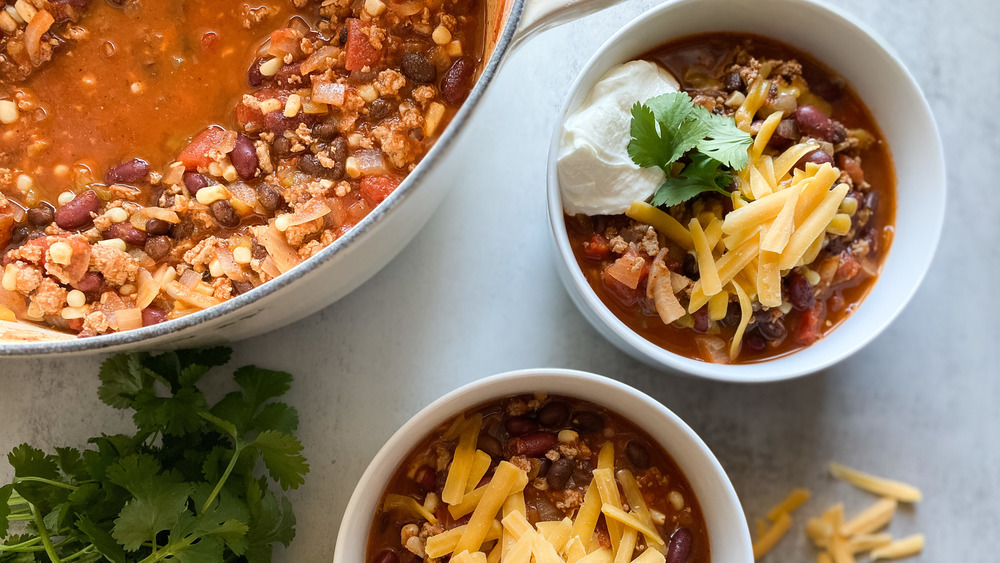 bowls of turkey chili