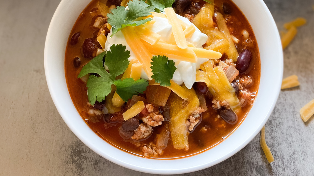 turkey chili in bowl