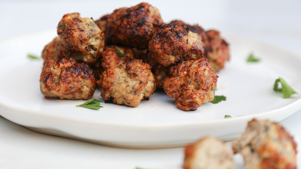 turkey meatballs on display