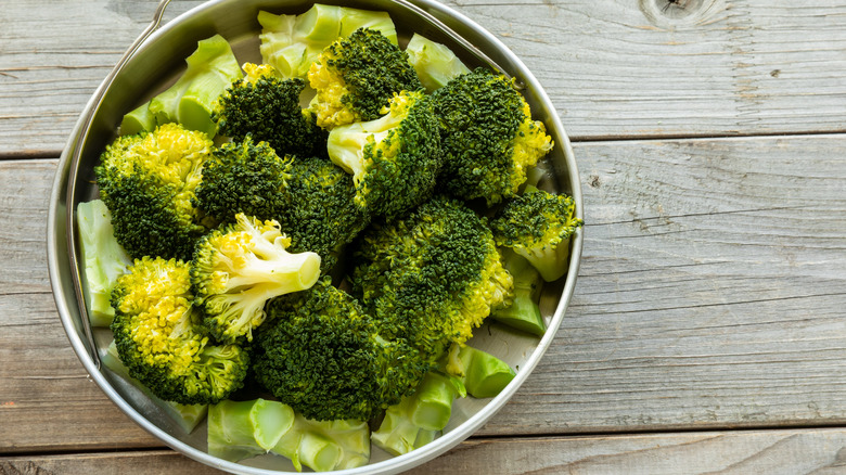 Steamed broccoli in a bowl
