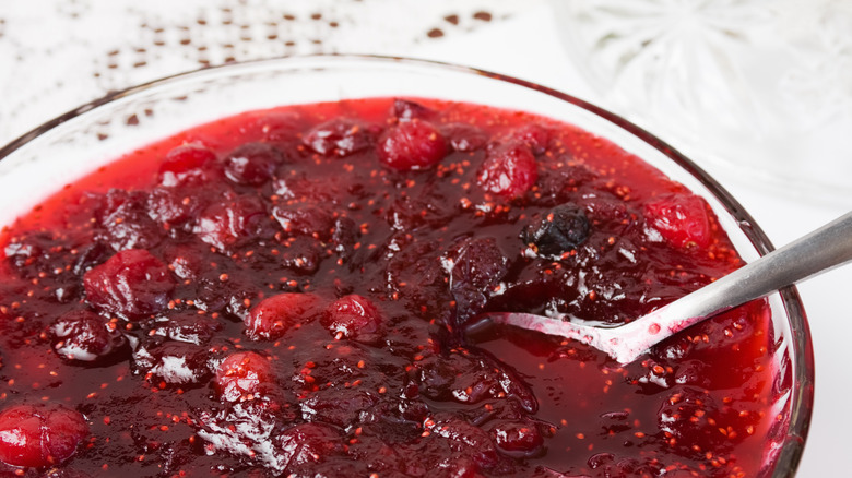 Bowl of cranberry sauce