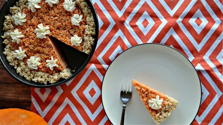 pie-shaped Rice Krispies treat