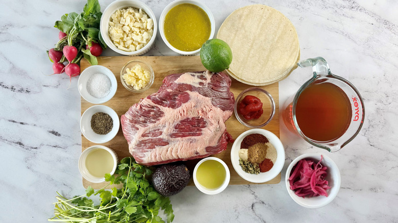 Ingredients for braised brisket tacos