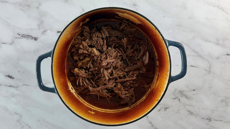 Shredded brisket in Dutch oven