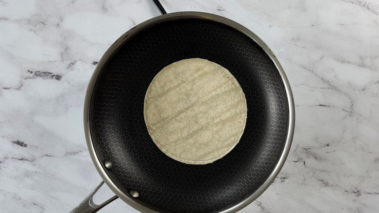 Corn tortilla in pan