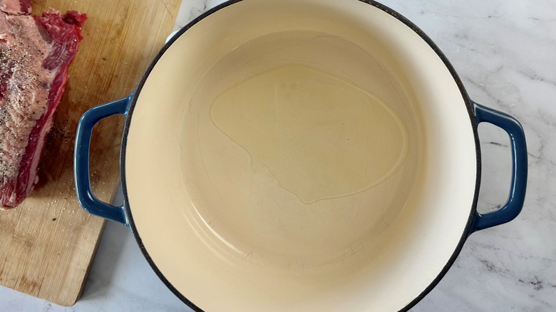 Oil in Dutch oven