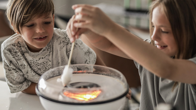kids making cotton candy